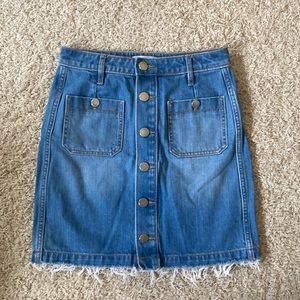 Button front denim skirt